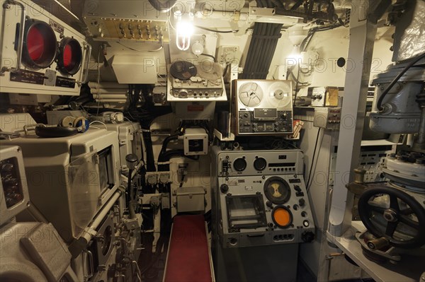 Submarine listening room, submarine Tonijn, Naval Museum, Den Helder, Province of North Holland, Netherlands