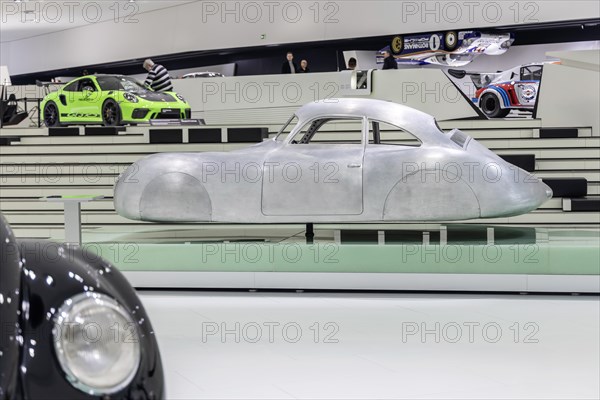 Type 64, built in 1939, sports car. One of three examples built for the long-distance race Berlin, Rome. This sports car is considered the ancestor of all later Porsche sports cars. Porsche Museum, Automuseum, Stuttgart, Baden-Wuerttemberg, Germany, Europe