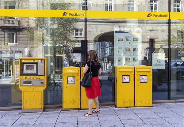 Deutsche Post letterbox, stamp machine, Stuttgart, Baden-Wuerttemberg, Germany, Europe