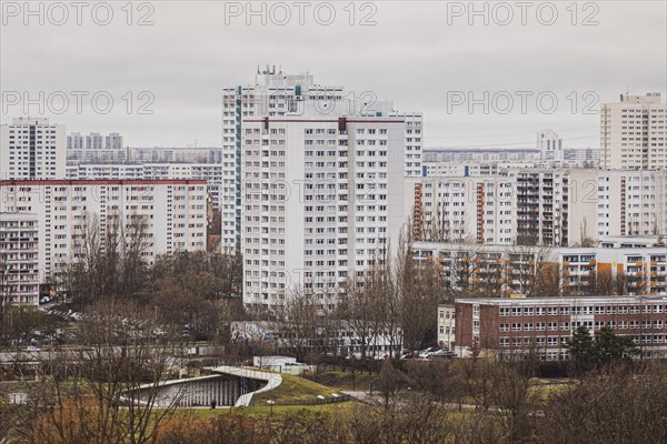 Apartment blocks in the Marzahn district, photographed in Berlin, 01.02.2023., Berlin, Germany, Europe