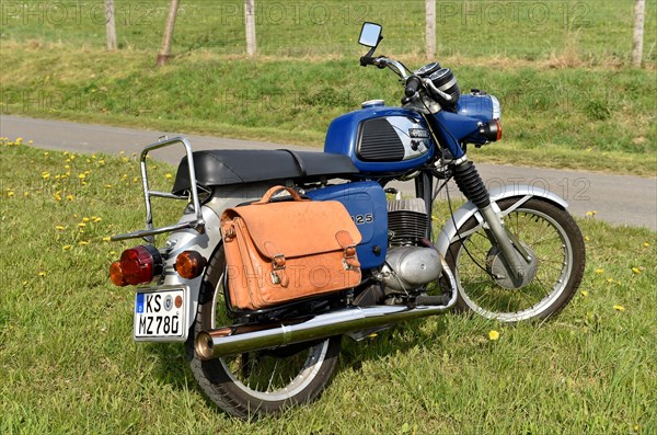 Vintage motorbike from the GDR MZ TS 125, Hesse, Germany, Europe