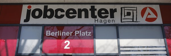 Sign and logo jobcenter, Hagen, North Rhine-Westphalia, Germany, Europe
