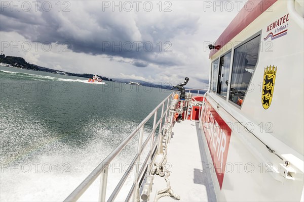 Workboat of the oil defence in operation on Lake Constance, a total of four new speedboats ensure the protection of the important drinking water reservoir, Constance, Baden-Wuerttemberg, Germany, Europe