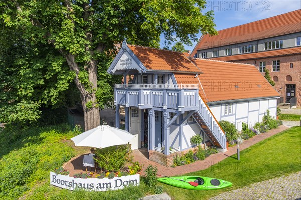 Historic boathouse of the Knights Academy, Cathedral Island, Bandenburg an der Havel, Brandenburg, Germany, Europe