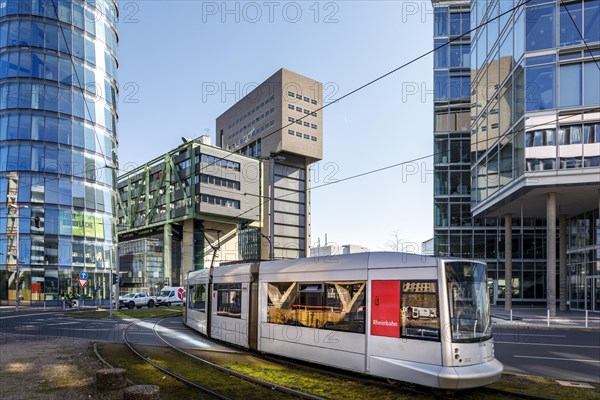 Duesseldorf Media Harbour, Tramway, Rheinbahn, Duesseldorf, North Rhine-Westphalia, Germany, Europe