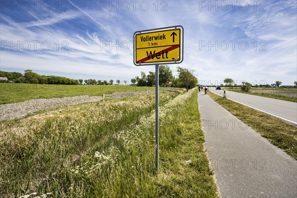 Exit of the municipality Welt in Nordfriesland, End of the World, Vollerwiek, Welt, Schleswig-Holstein, Germany, Europe