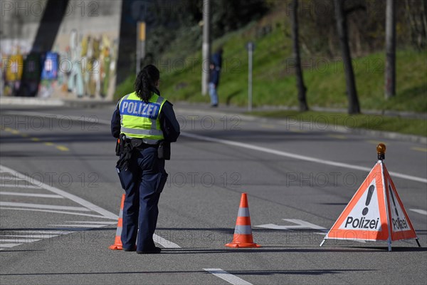 Policewoman traffic control