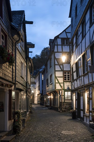 Historic Old Town Monschau in the Evening, Northern Eifel, Eifel, Monschau, North Rhine-Westphalia, North Rhine-Westphalia, Germany, Europe