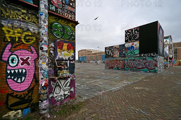 Graffiti next to the Straat Museum, NDSM Plein, Amsterdam, Netherlands