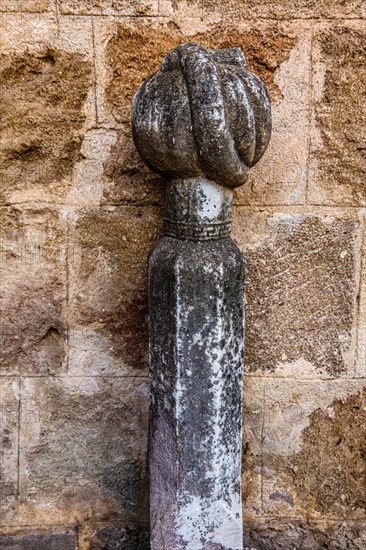 Muslim tombstones, garden courtyards, Archaeological Museum in the former Order Hospital of the Knights of St John, 15th century, Old Town, Rhodes Town, Greece, Europe