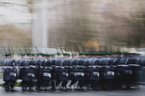 Soldiers of the Guard Battalion of the German Armed Forces, taken during the reception of the Prime Minister of Italy at the Federal Chancellery in Berlin, 03.02.2023., Berlin, Germany, Europe