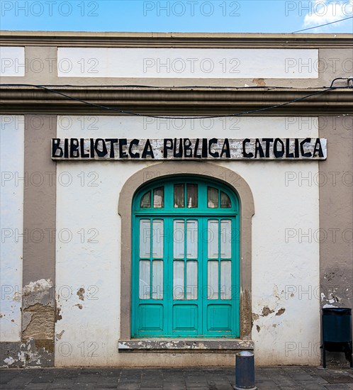 Facade detail, doors and windows on the residential buildings in Teguise, Lanzarote, Canary Islands, Spain, Europe