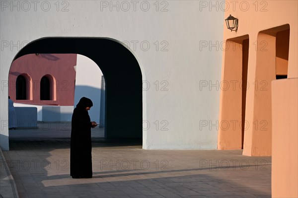 Colourful houses in Mina District, Mia Park, Old Port Doha, Qatar, Asia