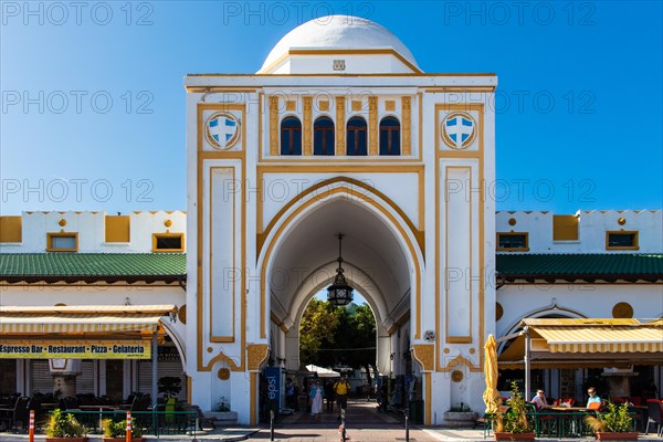 Entrance to the Makrthalle at Mandraki Harbour, Rhodes Town, Greece, Europe