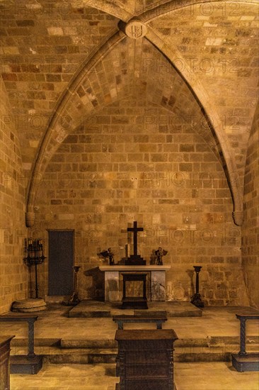 Chapel, Grand Masters Palace built in the 14th century by the Johnnite Order, Fortress and Palace for the Grand Master, UNESCO World Heritage Site, Old Town, Rhodes Town, Greece, Europe