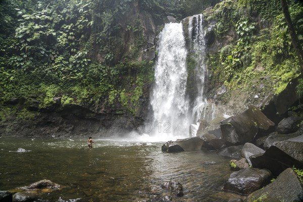 Chutes du Carbet waterfall in Guadeloupe National Park, Basse-Terre, Guadeloupe, France, North America