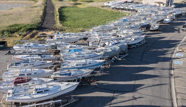 Magna, Utah, Pleasure boats taken from the marina at Great Salt Lake State Park because the lake water level has fallen too low