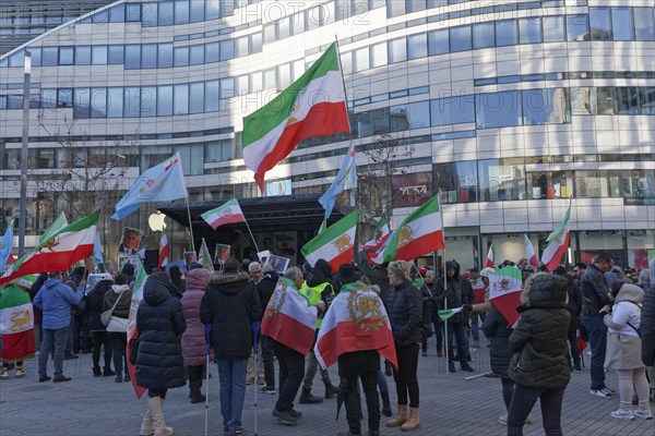Free Iran, demonstration against the Mullah regime in Iran on Schadow Platz on 25.2.23, Duesseldorf, North Rhine-Westphalia, Germany, Europe
