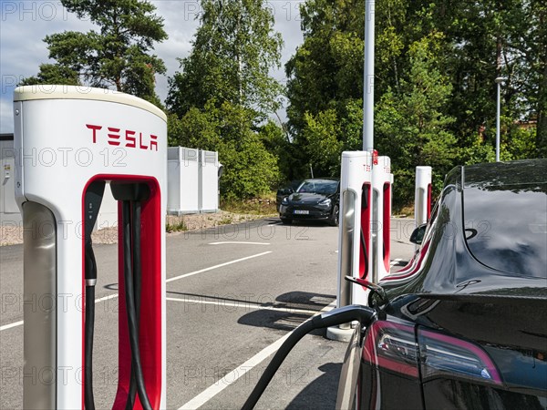 Tesla charging stations for electric vehicles, Supercharger, electric charging station, Sweden, Europe