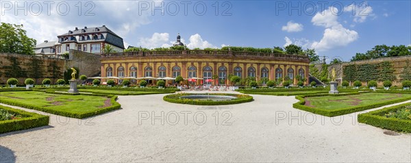 Weilburg Renaissance Castle, built 1533, 1572, lower orangery with fruit espaliers, Weilburg an der Lahn, Hesse, Germany, Europe