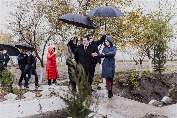 (R-L) Annalena Baerbock (Buendnis 90Die Gruenen), German Foreign Minister, and Vladimir Norov, Foreign Minister of Uzbekistan, photographed during a visit to the Bad Bad irrigation canal near Samarkand, Baerbock travels to Kazakhstan and Uzbekistan for talks, Samarkand, Uzbekistan, Asia