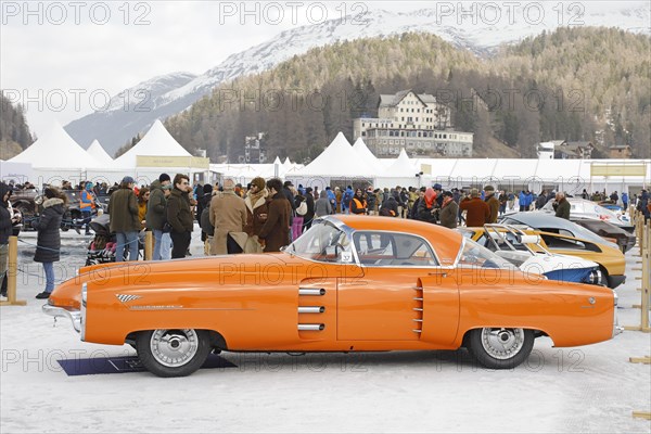 Lincoln Indianapolis Boano on the frozen lake, built 1955, The ICE, St. Moritz, Engadin, Switzerland, Europe