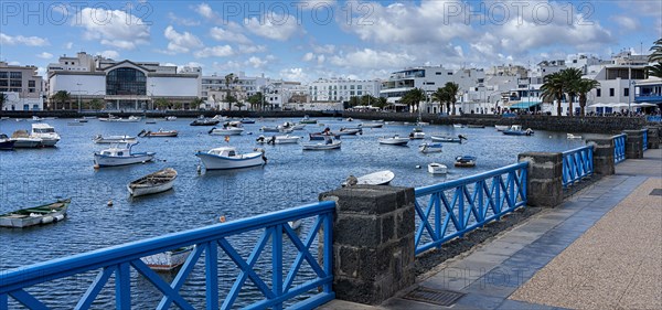 Charco de San Gines lagoon, fishing boats, Arrecife, Lanzarote, Canary Islands, Spain, Europe