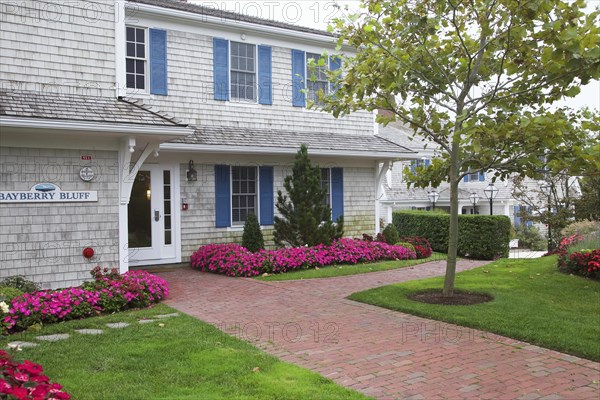 Residence with flower garden, coastal architecture, Cape Cod, Massachusetts, USA, North America