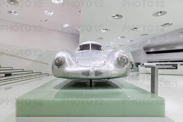 Type 64, built in 1939, sports car. One of three examples built for the long-distance race Berlin, Rome. This sports car is considered the ancestor of all later Porsche sports cars. Porsche Museum, Automuseum, Stuttgart, Baden-Wuerttemberg, Germany, Europe