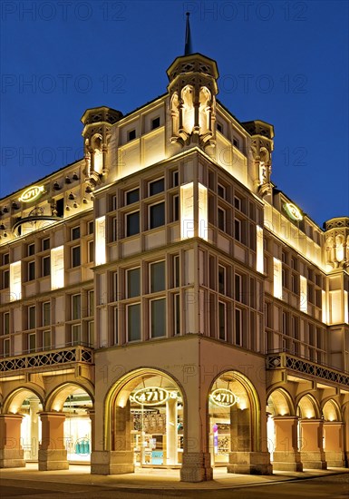 4711 Stammhaus in Glockengasse in the evening, Cologne, North Rhine-Westphalia, Germany, Europe