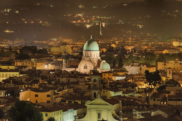 Synagogue illuminated Florence Italy