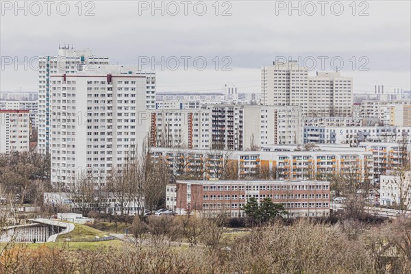 Apartment blocks in the Marzahn district, photographed in Berlin, 01.02.2023., Berlin, Germany, Europe