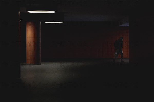 A person stands out in a street subway in front of the fair in Berlin, 01.02.2023., Berlin, Germany, Europe