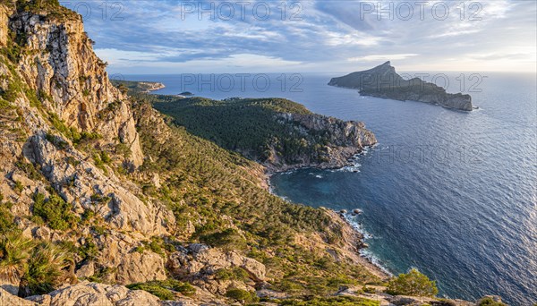 View of mountains and coast with sea