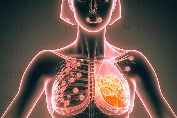 Schematic representation of metastatic breast cancer