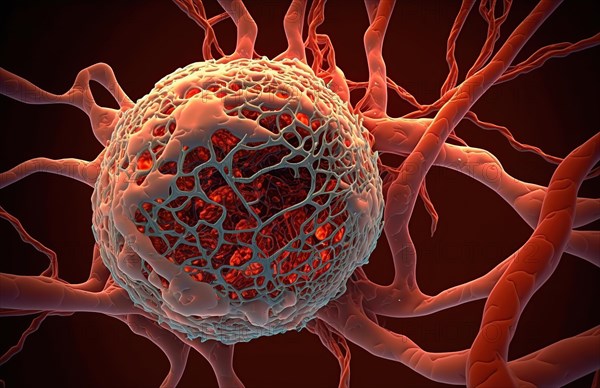 Schematic representation of a highly vascularised tumour cell