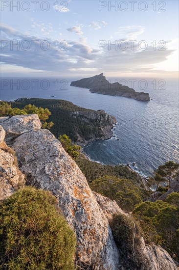 View of mountains and coast with sea