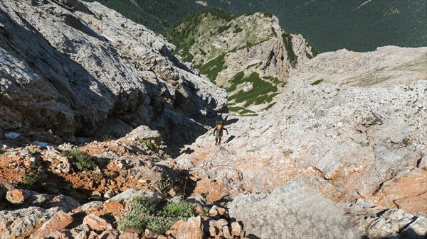 Passage via ferrata with a large exposure and an amazing view of the mountain range. Dolomites