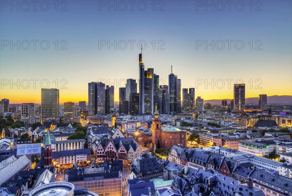 View of the banking district with the old town