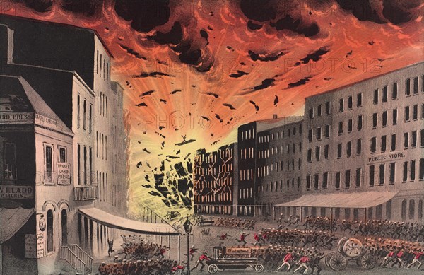 View of the terrible explosion at the Great Fire in New York