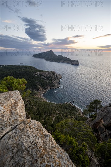 View of mountains and coast with sea