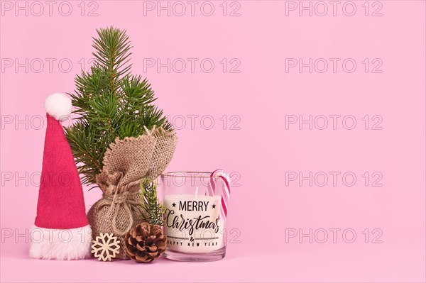 Christmas arrangement with santa hat