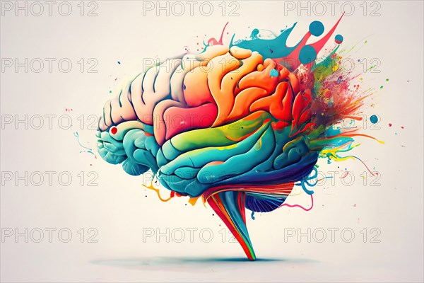 Illustration of a human brain in bright colours