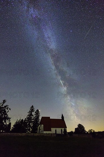 Night sky with stars above the deserted village of Gruorn