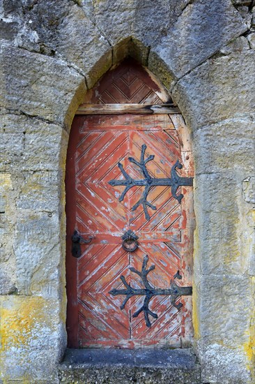 The historic old town of Muennerstadt with a view of the gate in the town wall. Muennerstadt