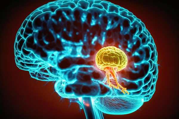 Schematic representation of the human brain with a tumour