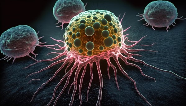 Schematic representation of vascularising tumour cells