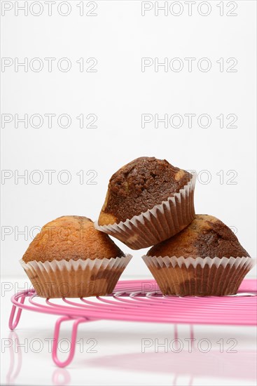 Chocolate muffins with white background