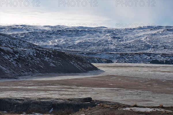 Kangerlussuaq Fjord near its landward end at the settlement of Kangerlussuaq