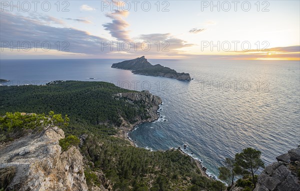 View of mountains and coast with sea